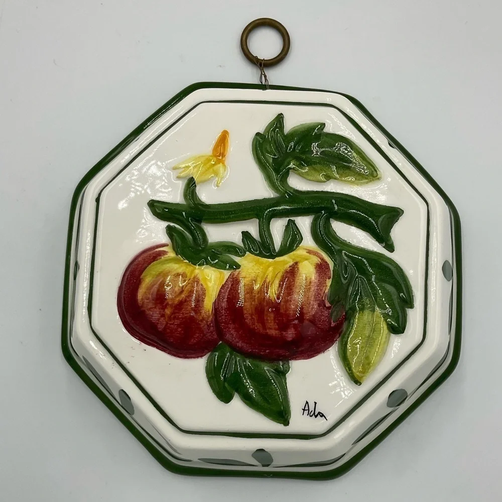 Vintage Bassano Ceramic Tomato Wall Decorations- From Italy Set of 2